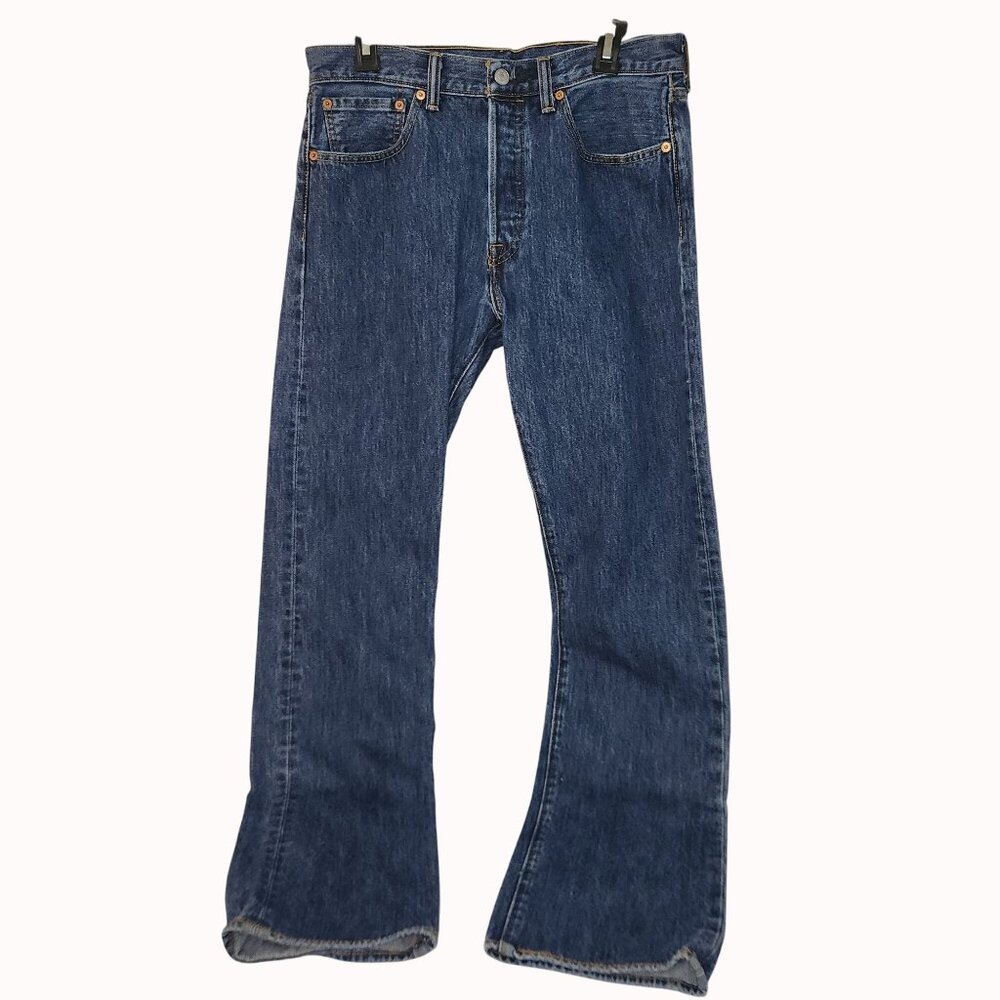 Levi Strauss & Co. 501 Button Fly Dark Denim Straight Leg Jeans Size 32x34